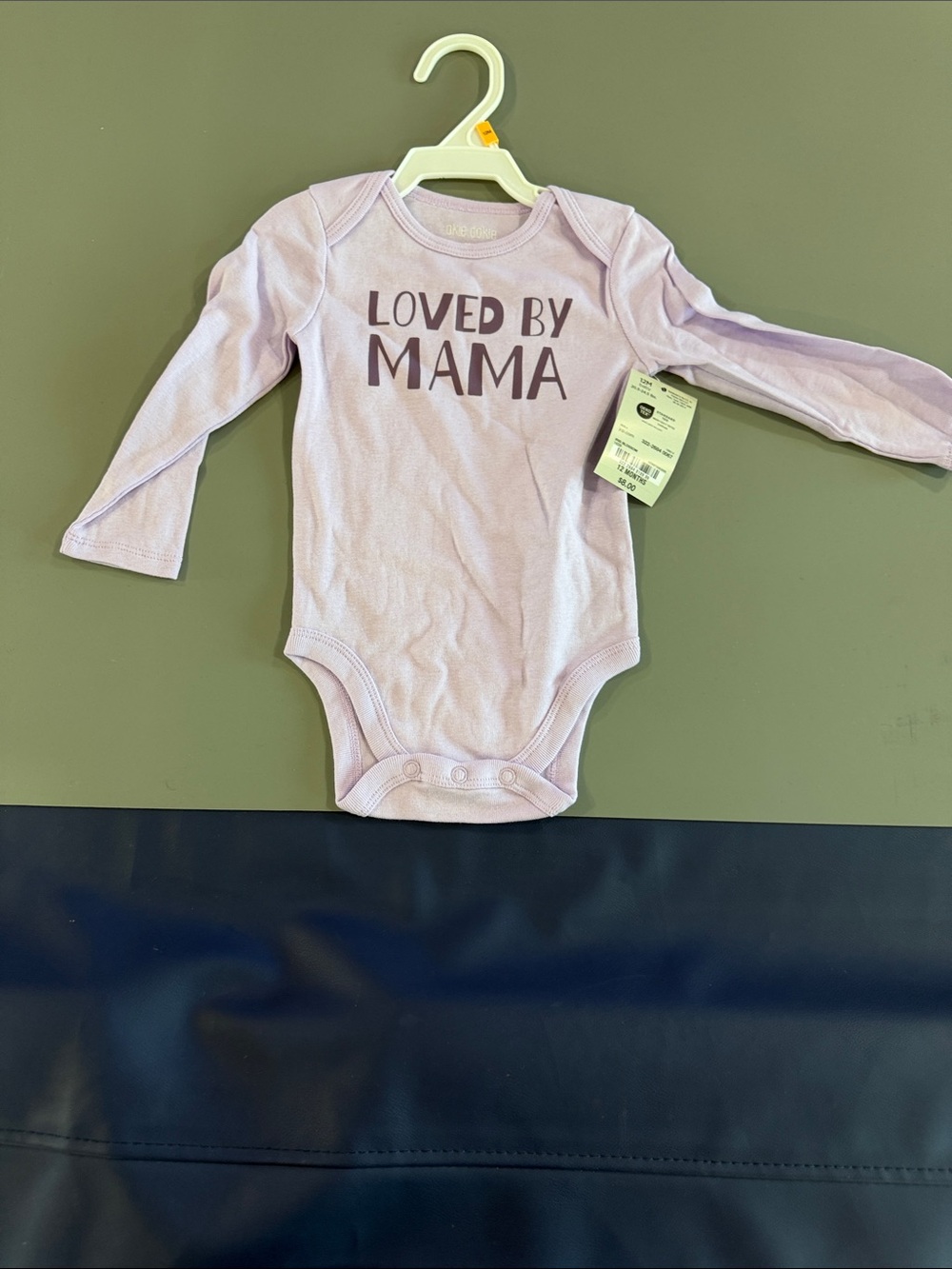 okie dokie Lavender Long-Sleeve Baby One-Piece "Loved By Mama"